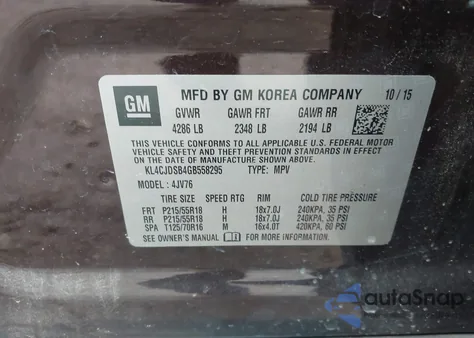 2016 Buick Encore Premium from USA, damaged, VIN KL4CJDSB4GB558295